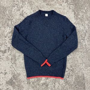 J. Crew Crewcuts Wool Navy Marled Sweater with Orange Trim - XS